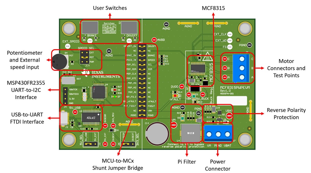 位置电路 - Texas Instruments MCF8315PWPEVM评估模块